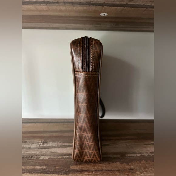 Valentino Monogram Brown Leather Wristlet Clutch Pouch - Picture 3 of 6